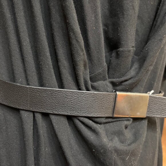 New Ralph Lauren Collection Black Napa Leather Art Deco Belt SILVER Buckles S - Picture 2 of 4